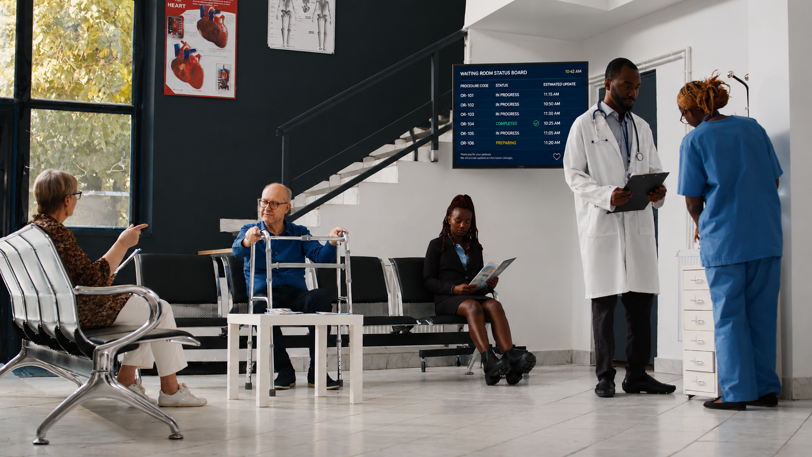 Hospital waiting room status board